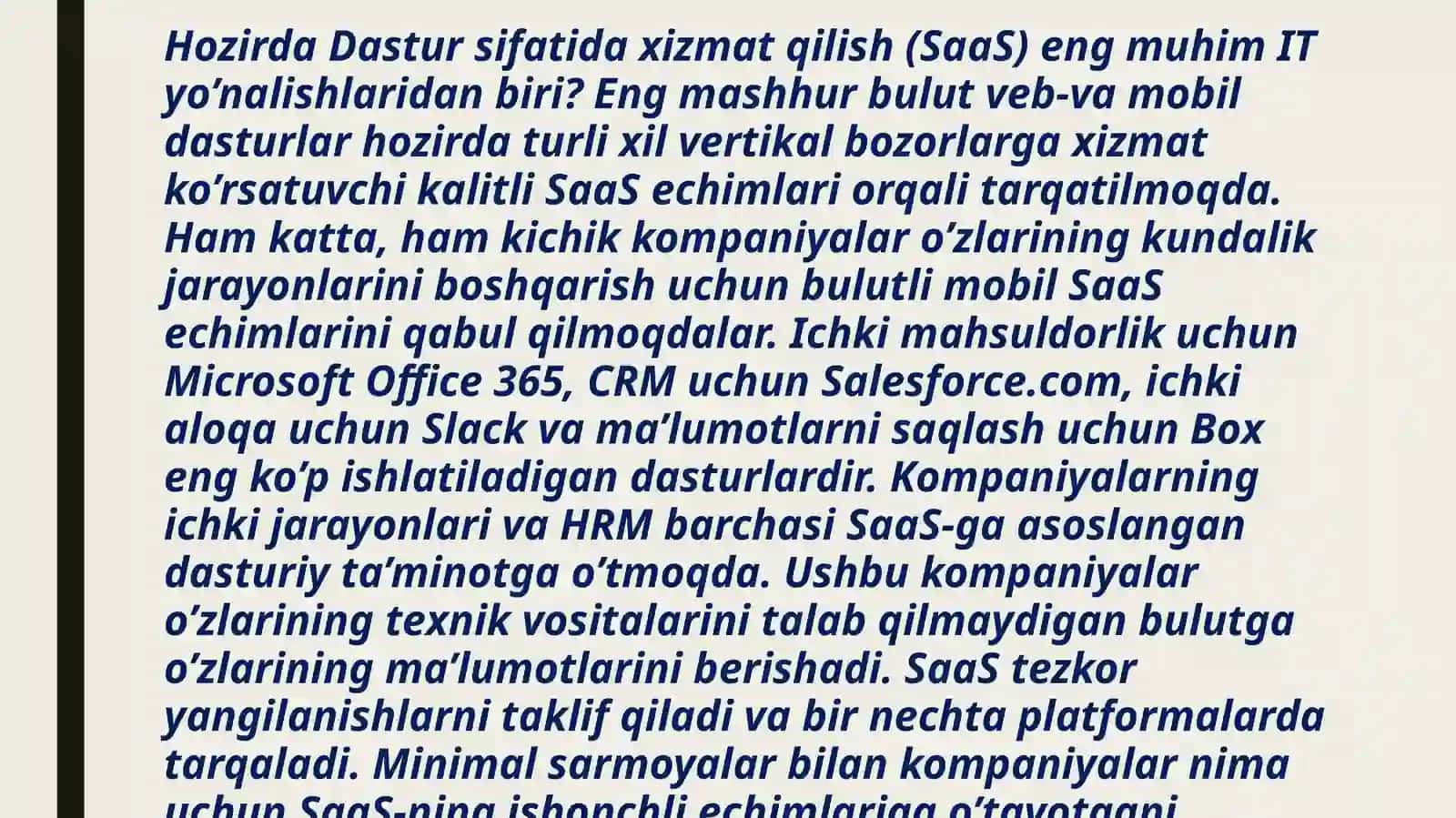 Bulutli yechimlar (SaaS) va bulutli infratuzilmasi (IaaS) 2
