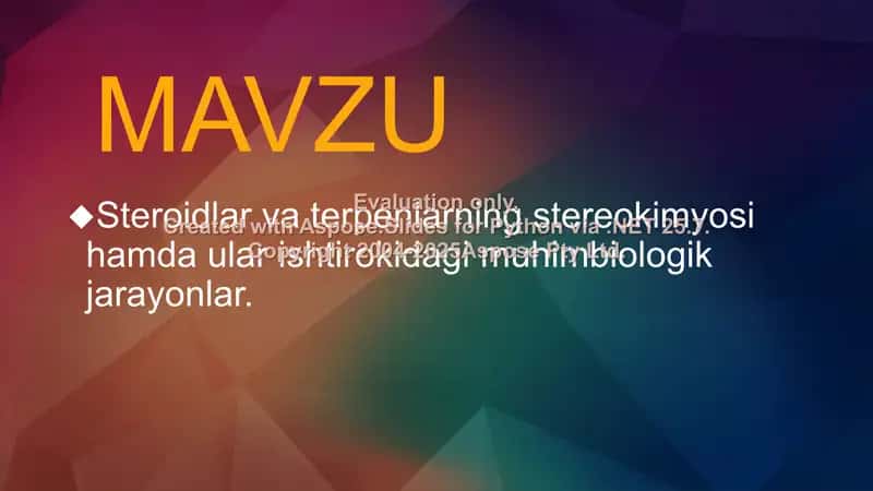 Steroidlar va terpenlarning stereokimyosi 2
