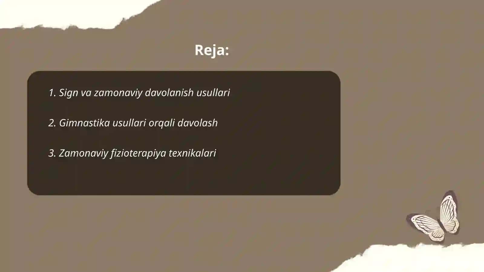 Sign va zamonaviy davolanish va gimnastika usullar bilan davolash 2