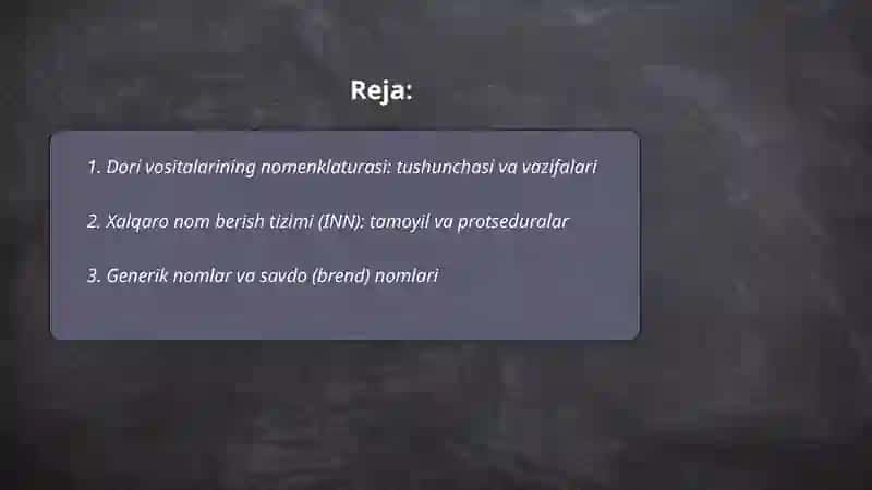 Dori vositalarining nomenklaturasi 2
