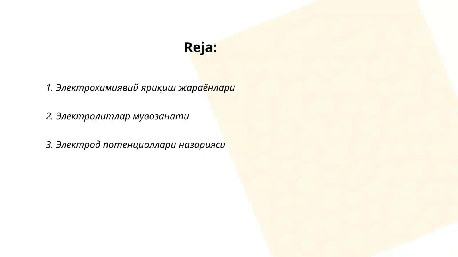 Электрохимиявий яриқиш жараёнлари 2