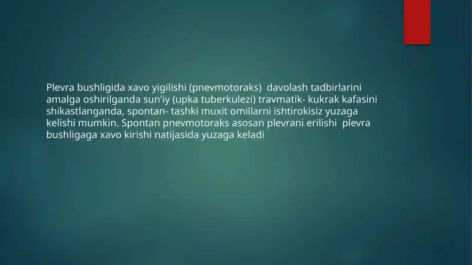 Plevrabo’shlig’ida havova suyuqlik to’planish sindromi 2