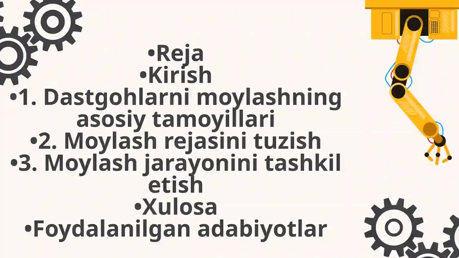 Dastgohlarni moylash 2