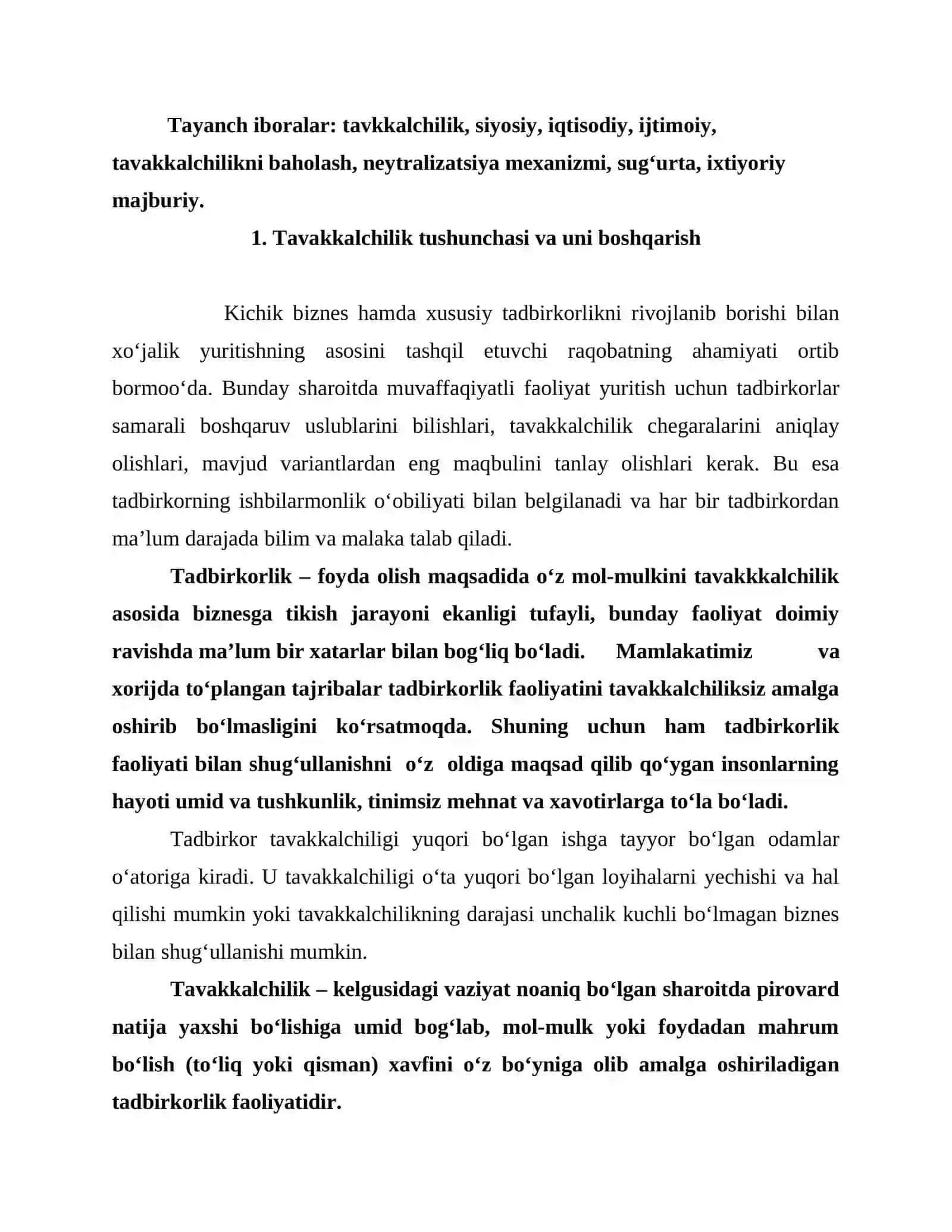 Tavakkalchilikni vujudga kelishi 2