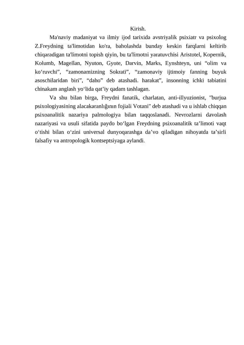 S. Freydning psixoanalizi. Freydizm 2