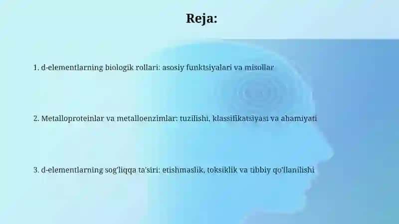 D-elementlarning biologik roli (o'tish elementlari) 2