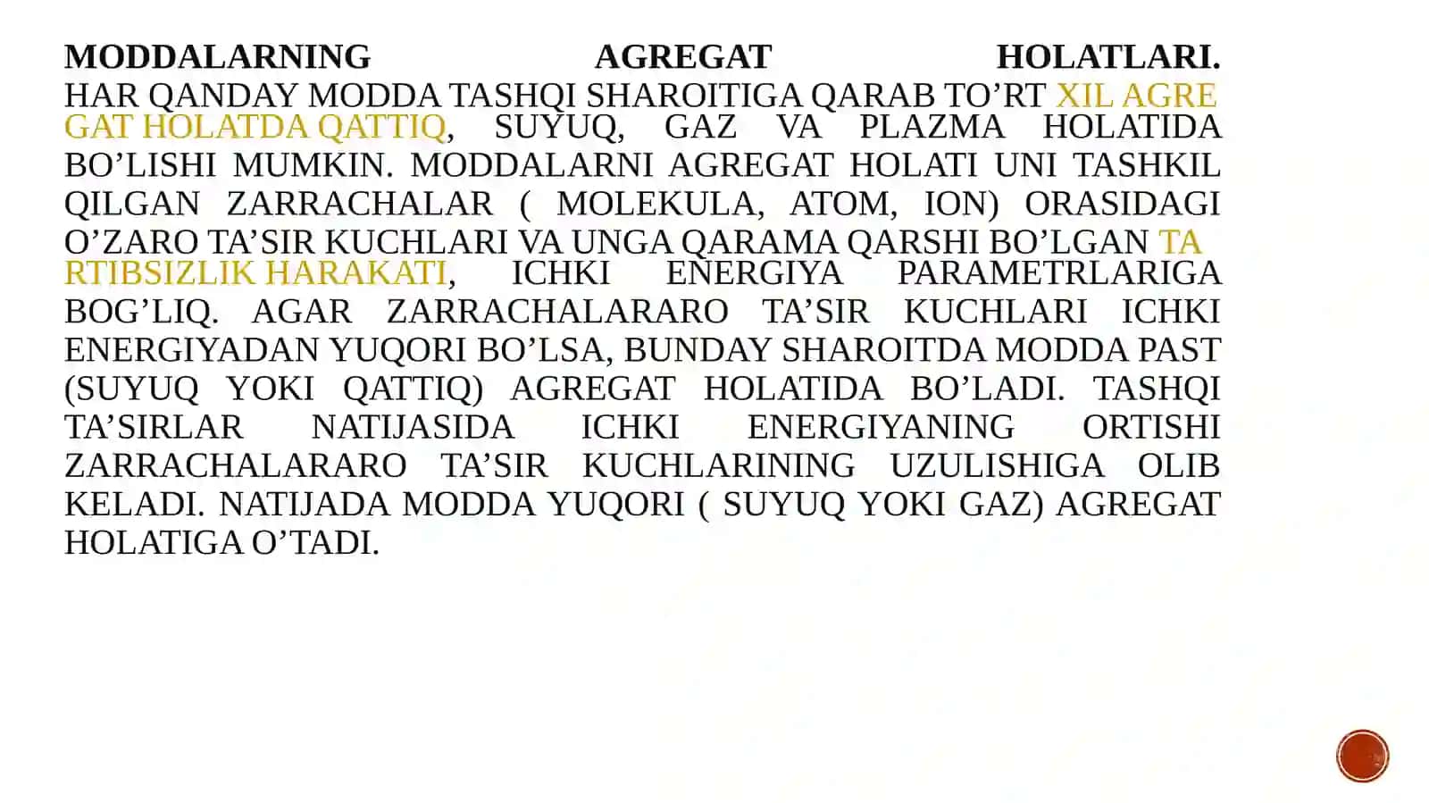 Agregat holatlar 2
