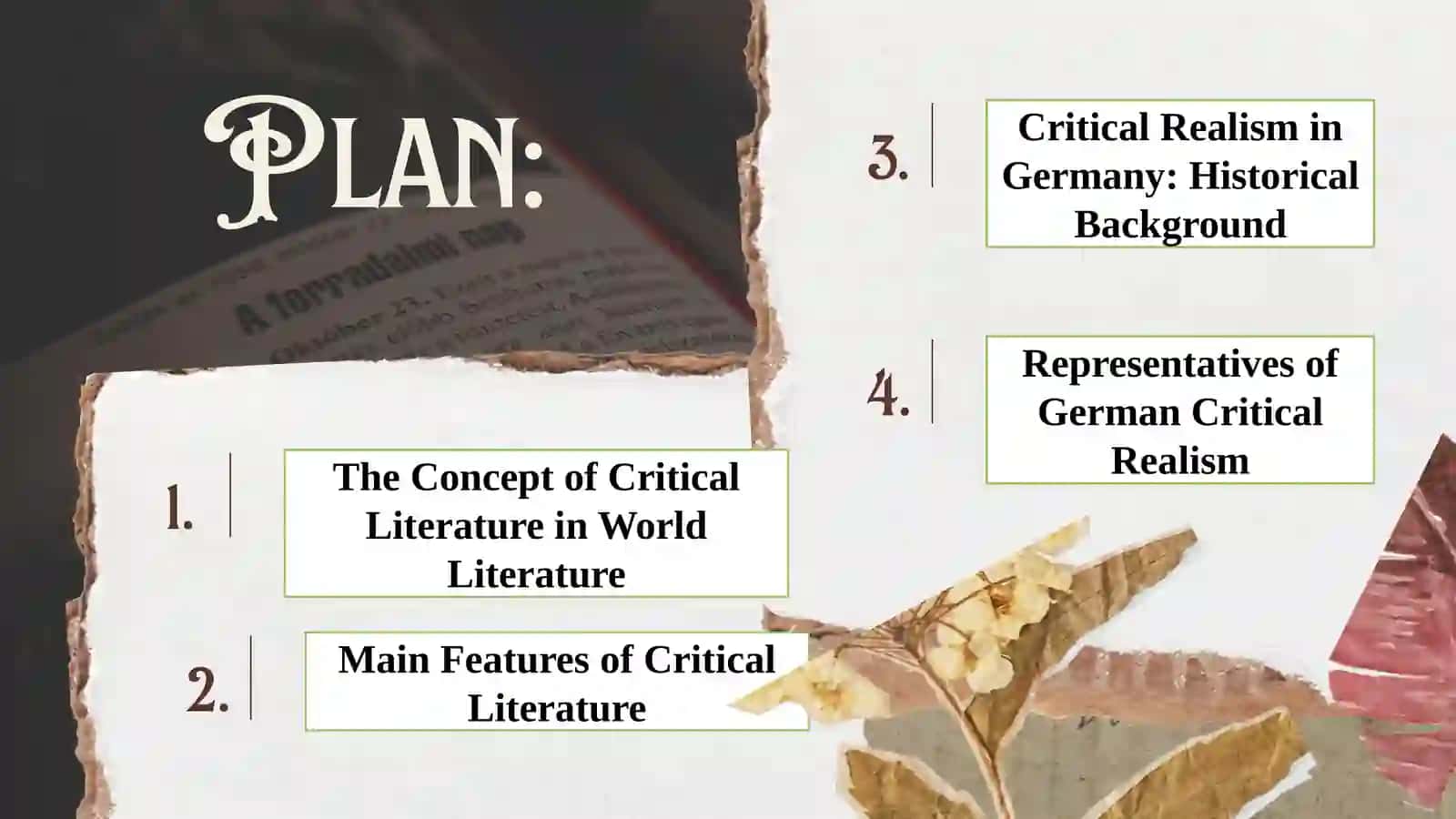 Critical literature in the world literature 2