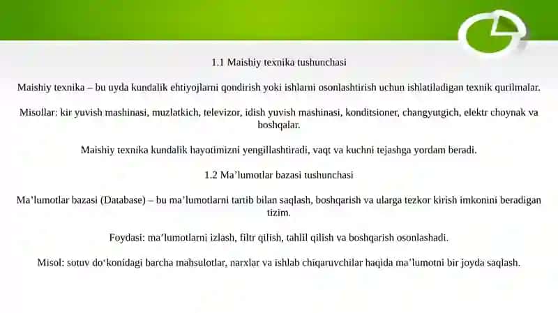 MAISHIY TEXNIKA MA’LUMOTLAR BAZASI 2