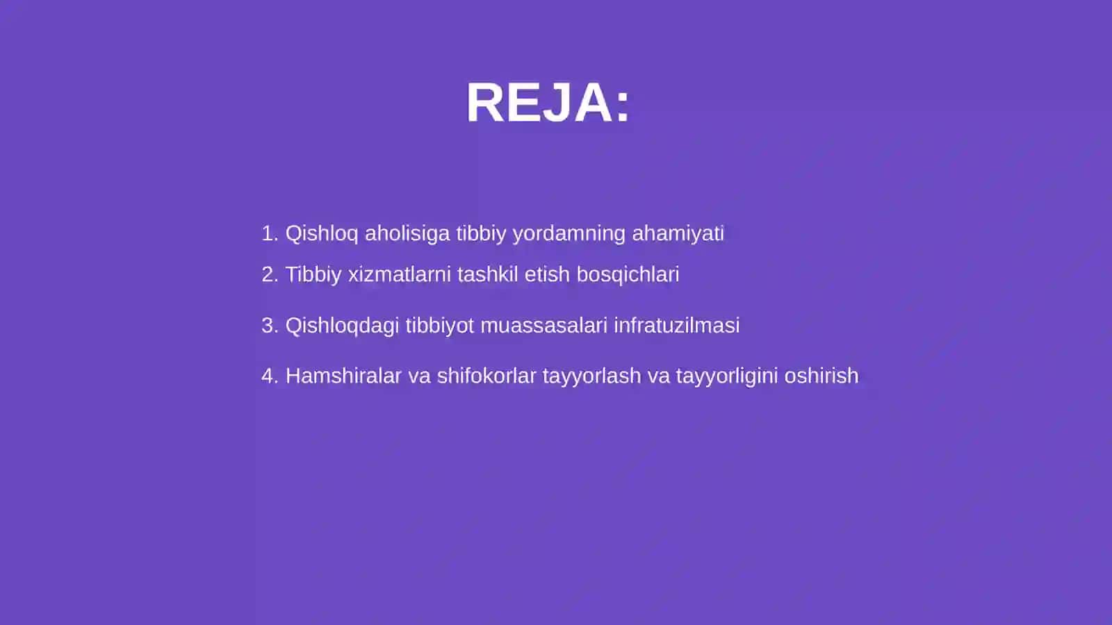 Qishloq aholisiga tibbiy yordam ko'rsatishni tashkil etish 2