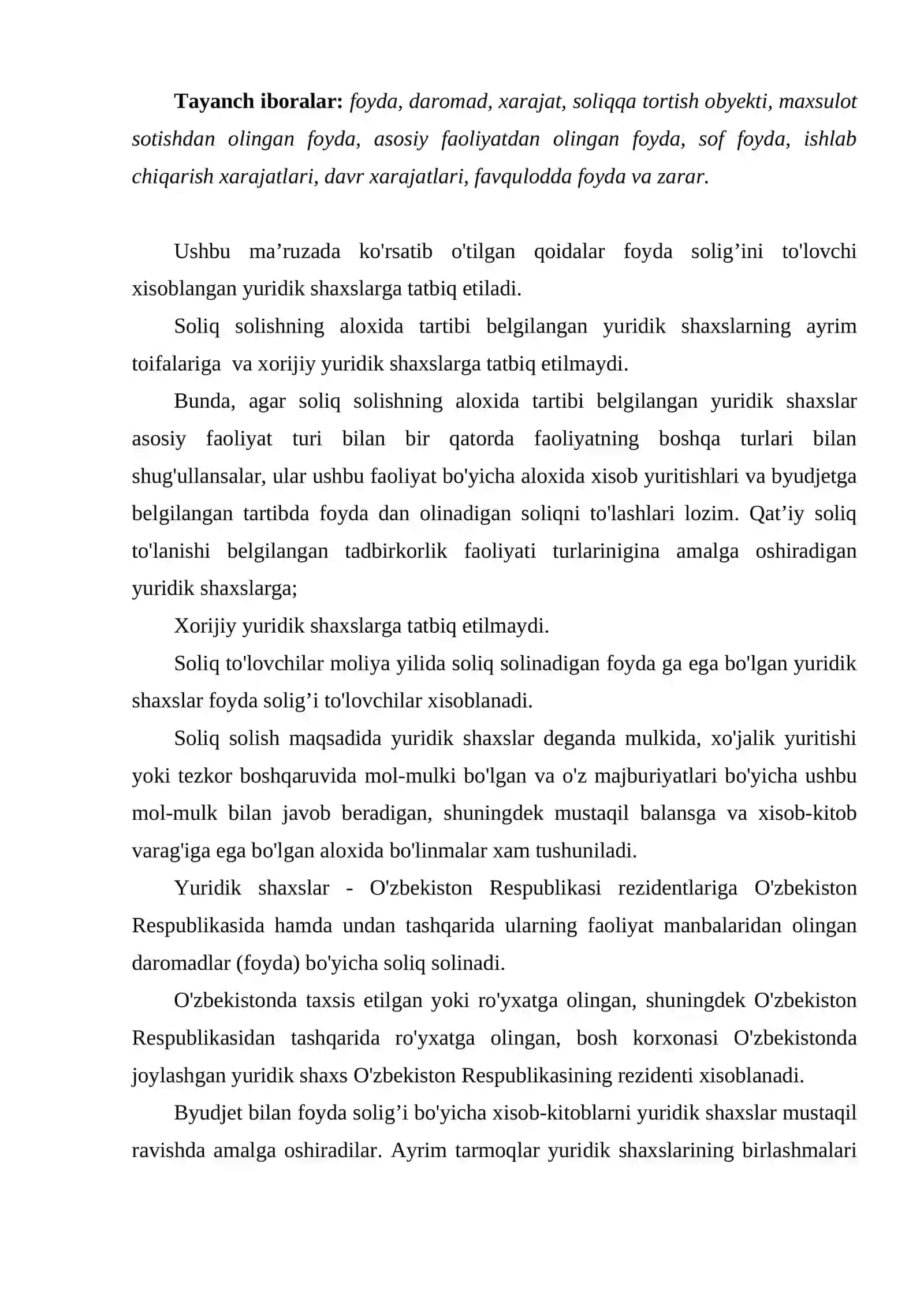 Foyda Solig’i Tartibi 2