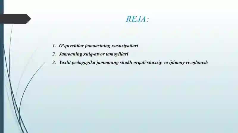 OʻQUVCHILAR JAMOASI YAXLIT PEDAGOGIKA JAMOANING SHAKLI 2