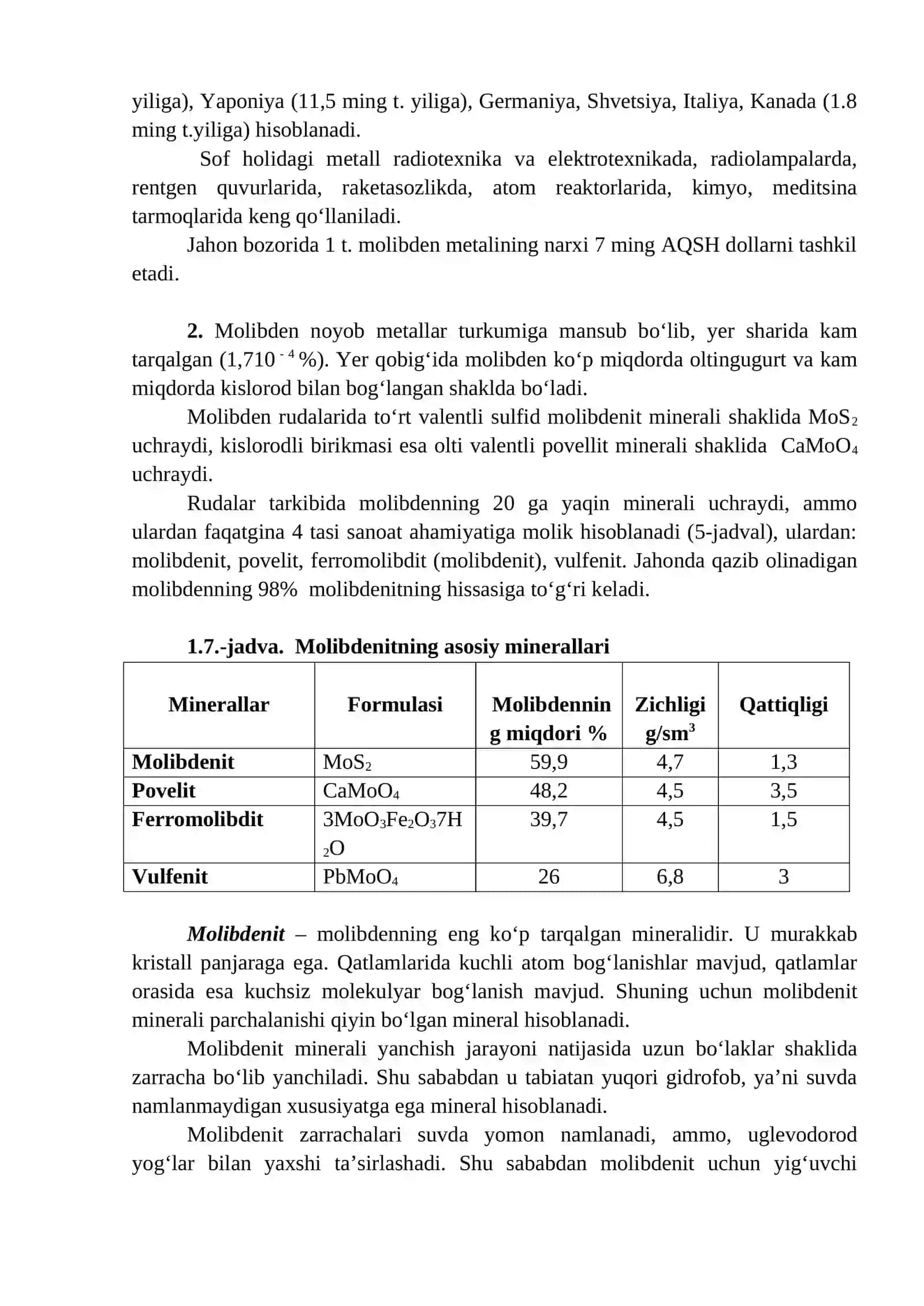 Ma’ruza: Molibden rudalarini boyitish texnologiyasi 2