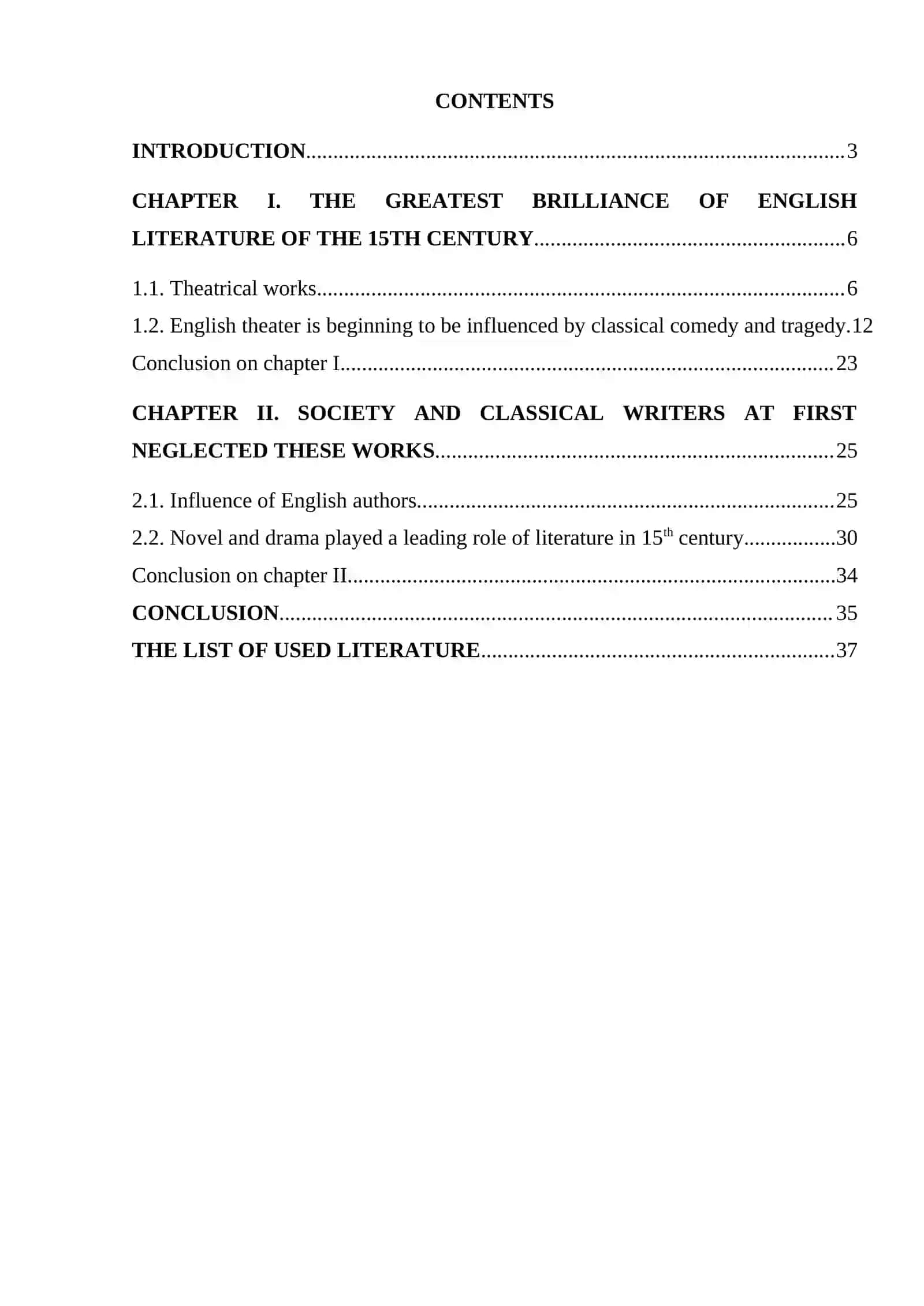 English Literature of the 15th Century Course Work 2