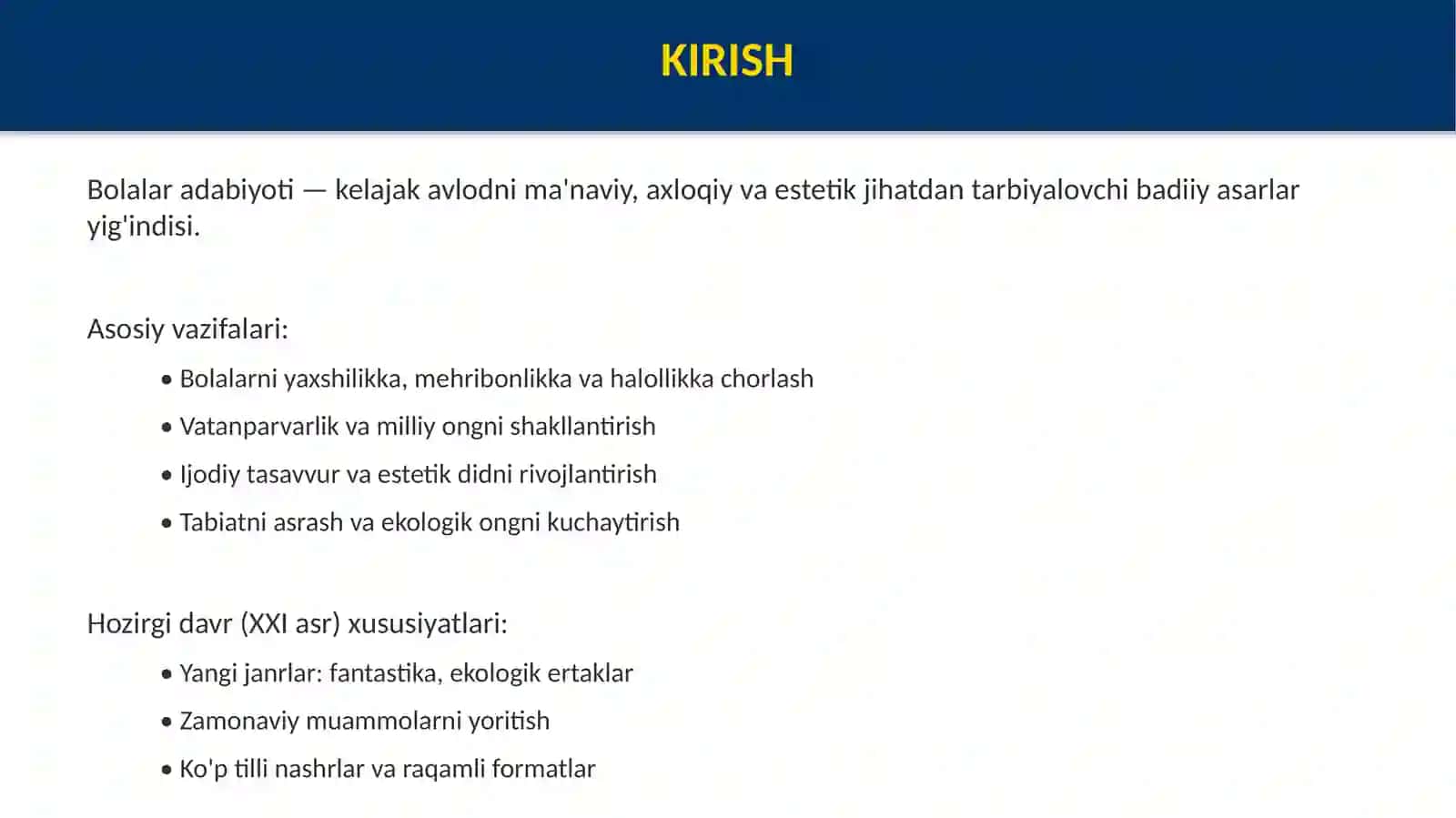 O'zbek bolalar adabiyoti 2