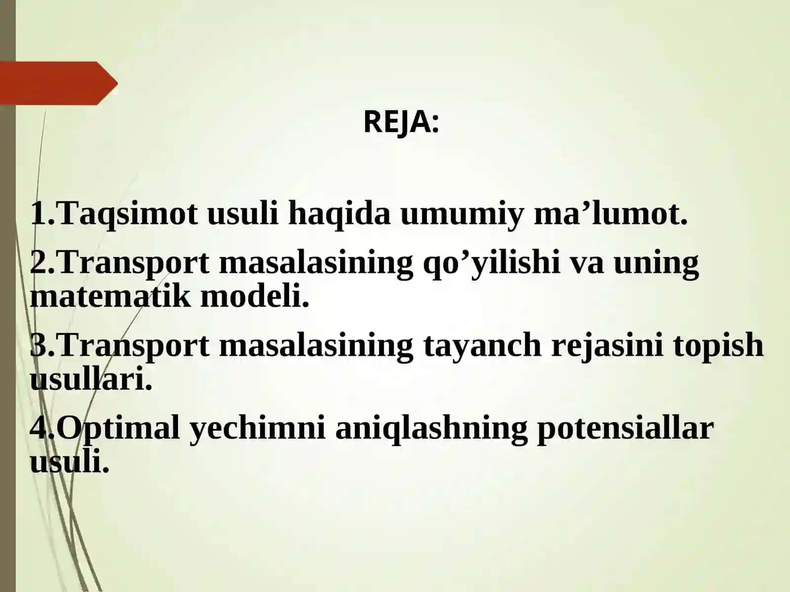 Chiziqli prоgrаmmаlаshtirish masalasining taqsimot usuli 2