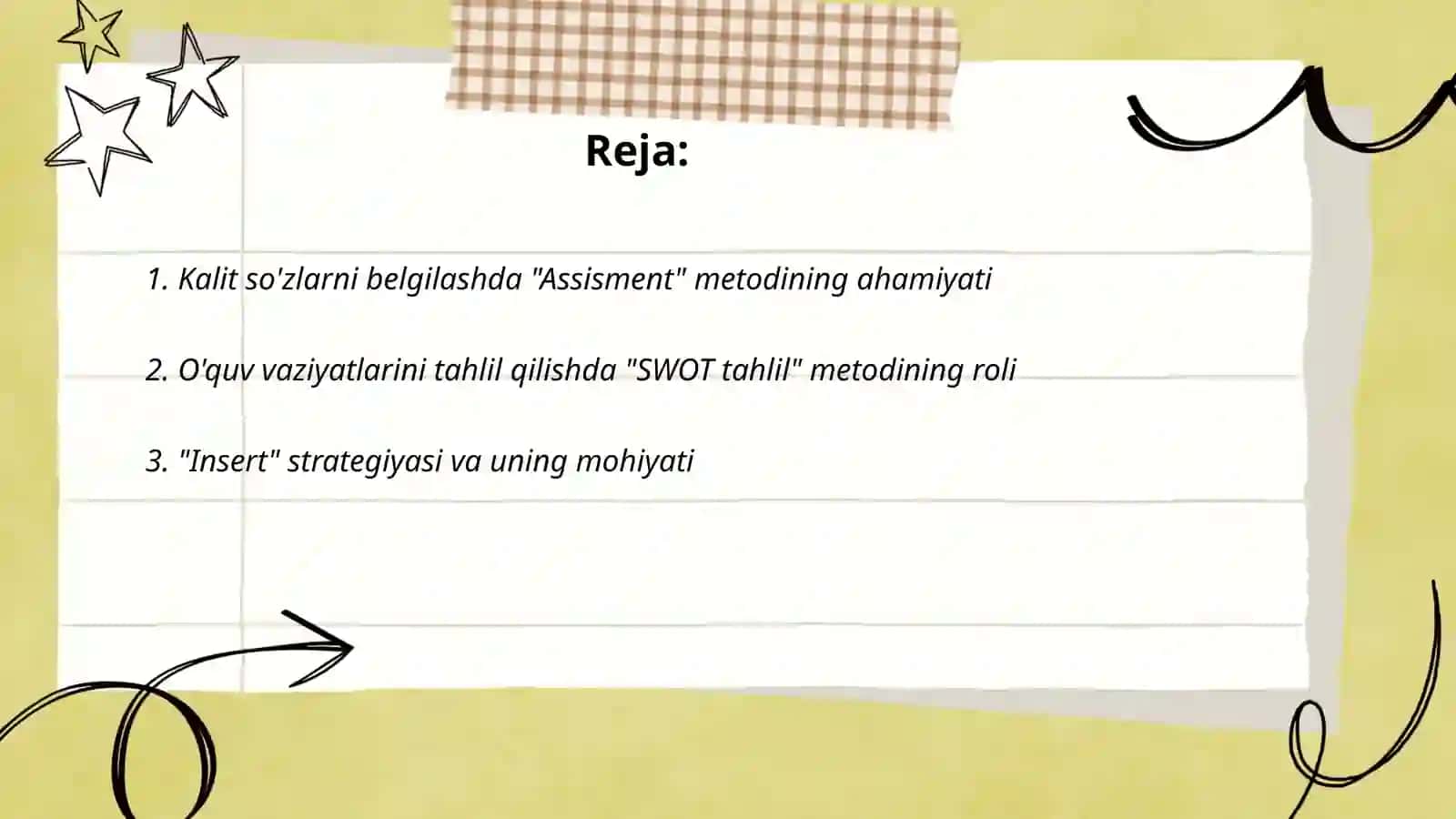 O'quv vaziyatlarini tahlil qilish metodlari 2