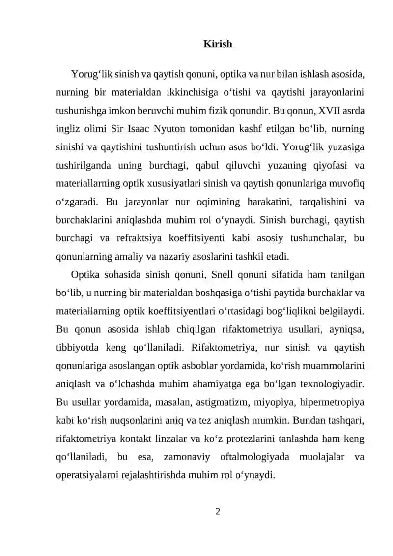 Yorugʻlik sinish va qaytish qonuni 2