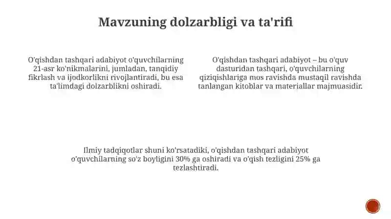 O'qishdan tashqari adabiyot 2