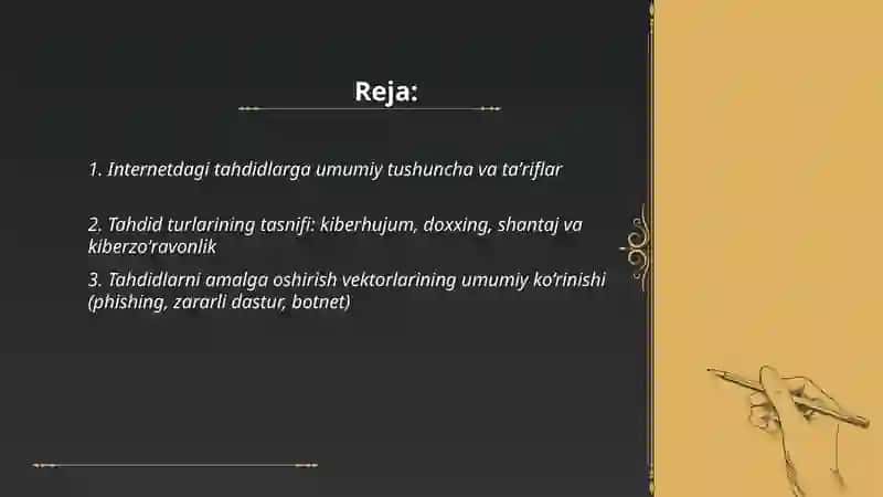 Internetdagi tahdidlardan foydalanish 2