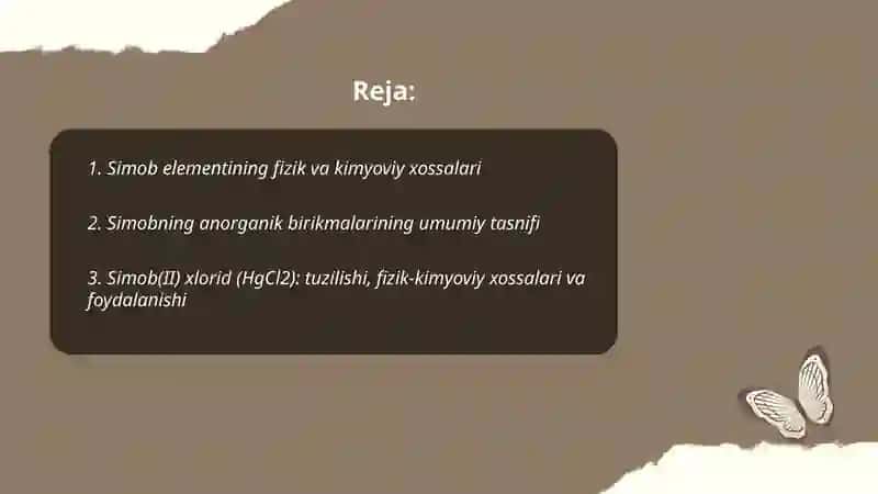 Simob va uning anorganik birikmalari 2