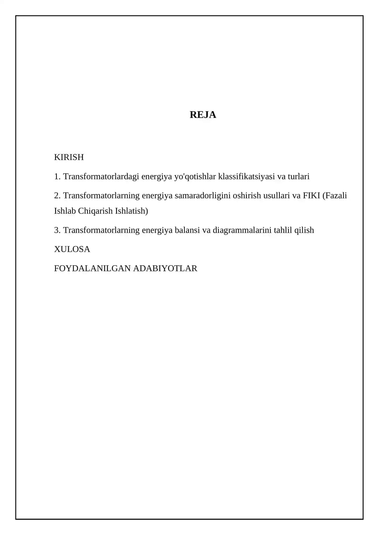 Transformator quvvat isroflari va FIKI. Transformatorning energetik diagrammalari 2