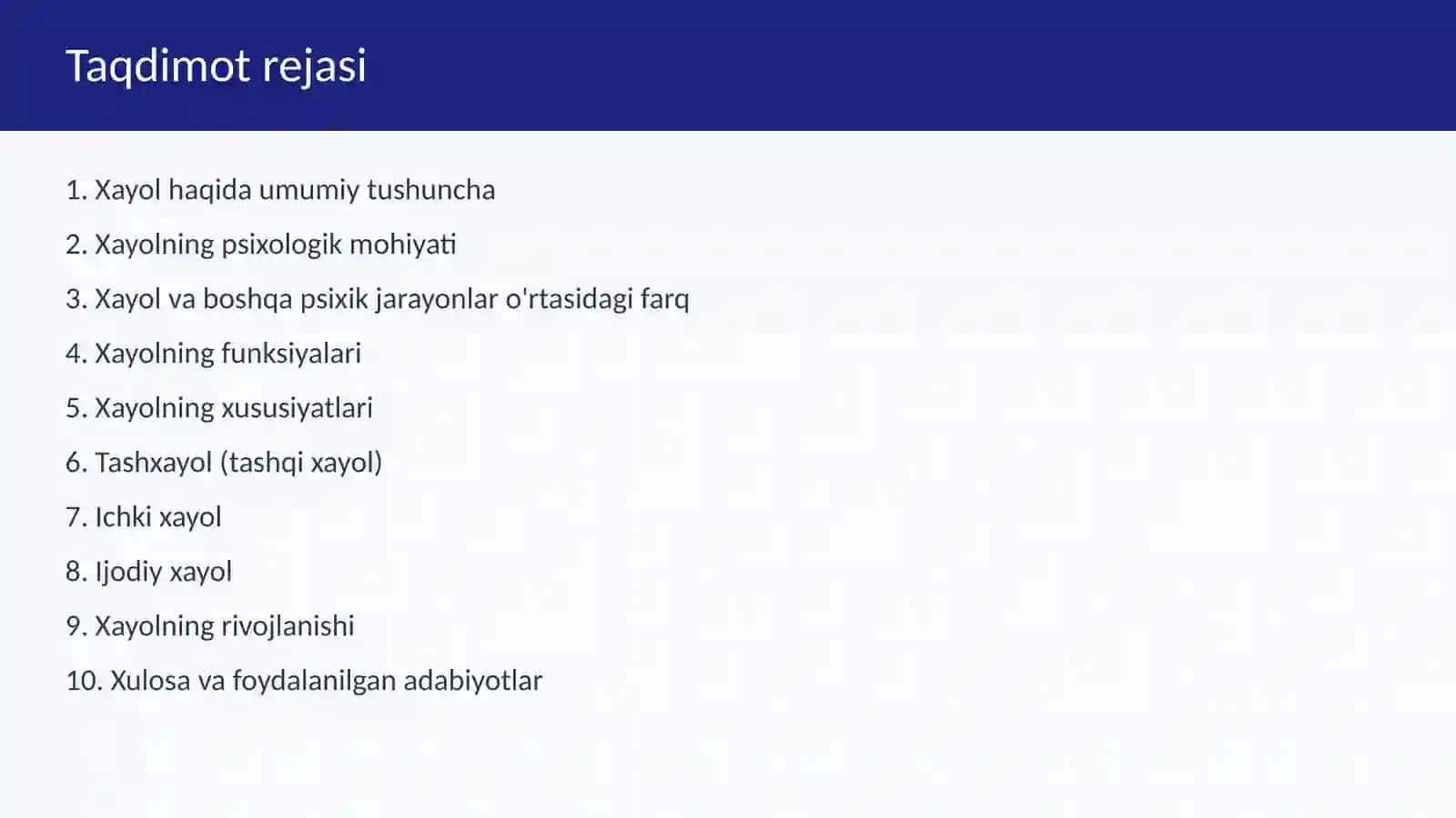 Xayol jarayonlari. Xayol turlari 2