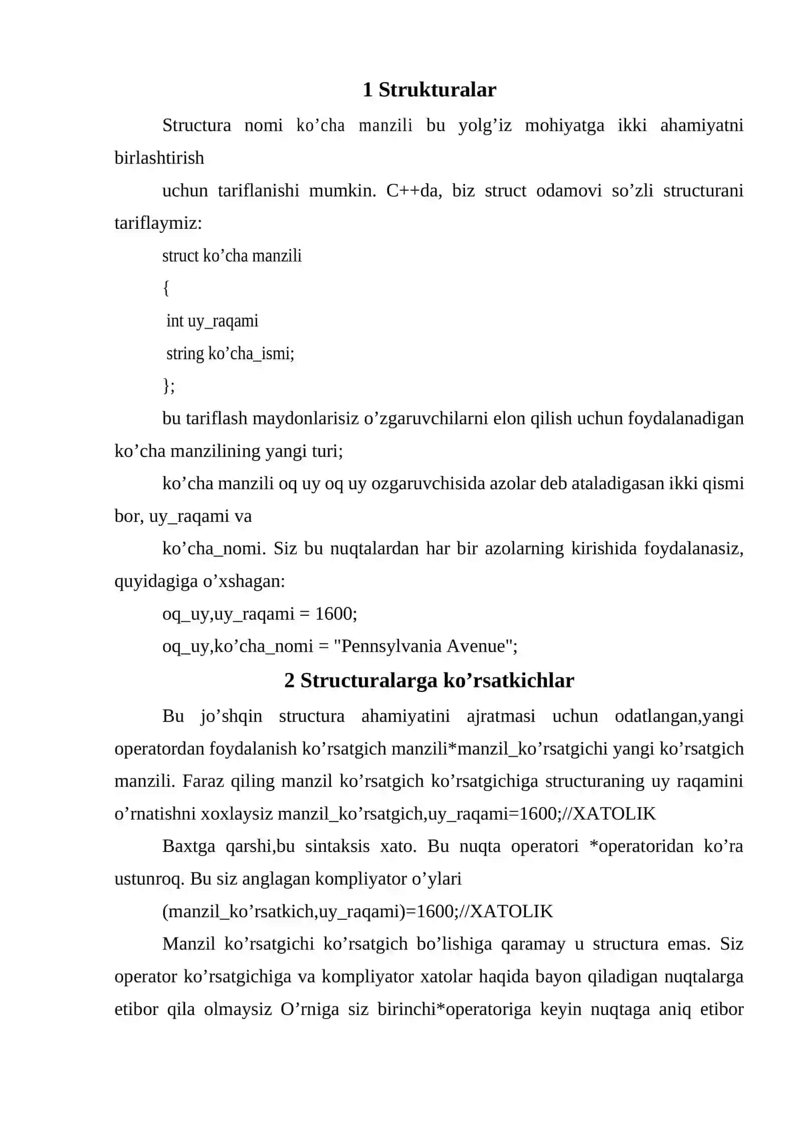 Ko’rsatkich va struktura 2