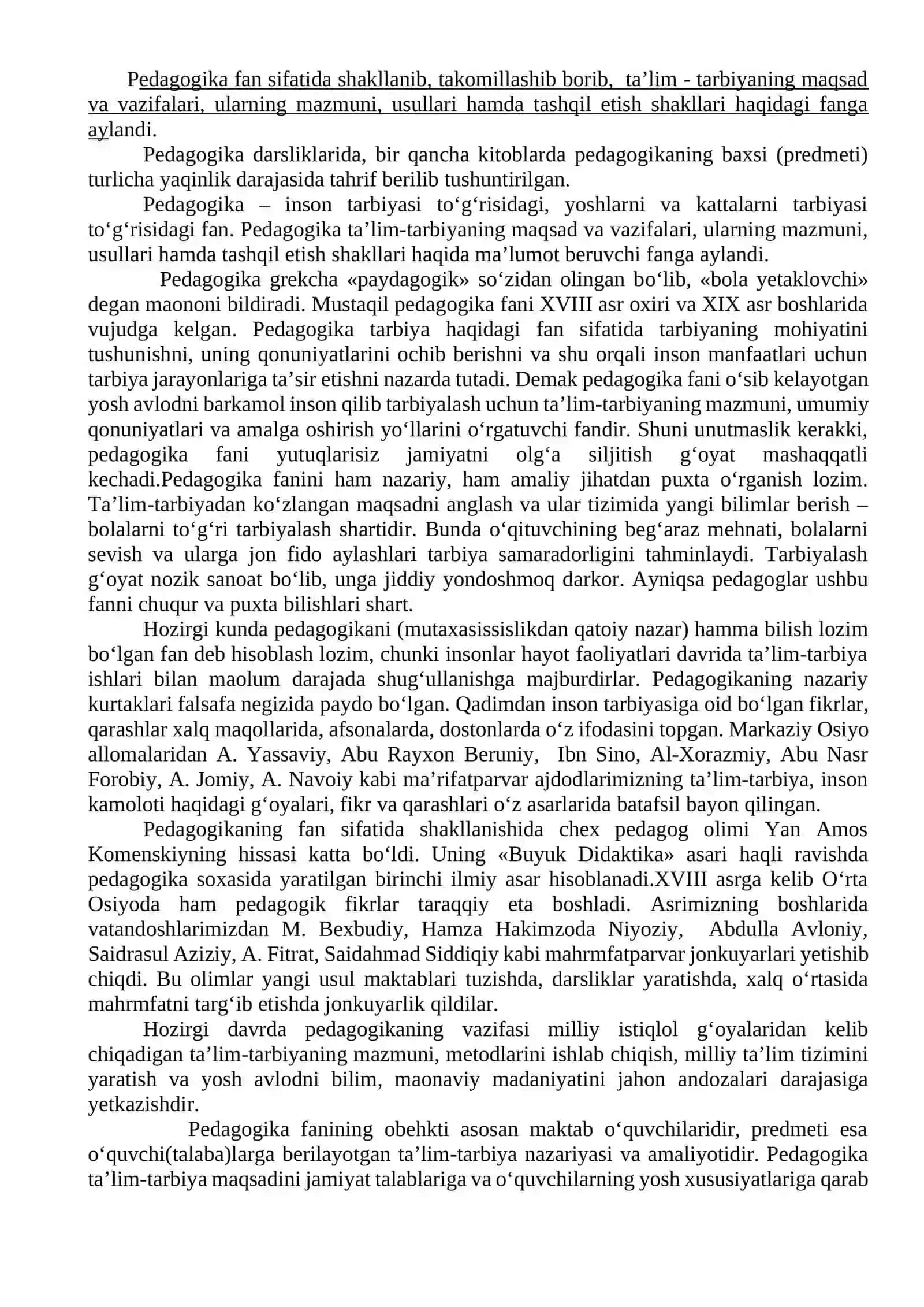 Pedagogikani o‘rganish zaruriyati 2