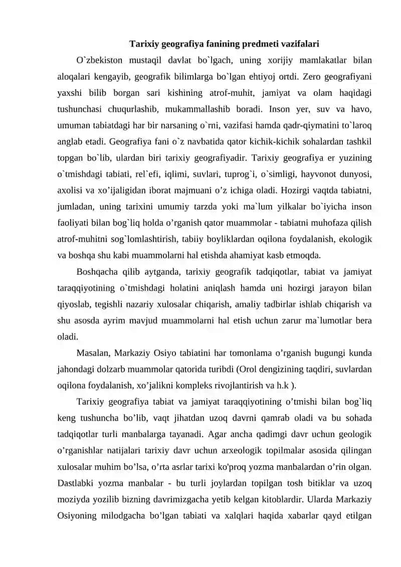 Tarixiy geografiya fanining predmeti vazifalari 2