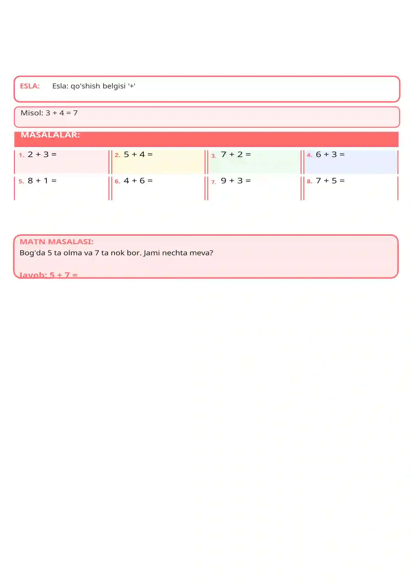 Matematika Daftar misollar 2