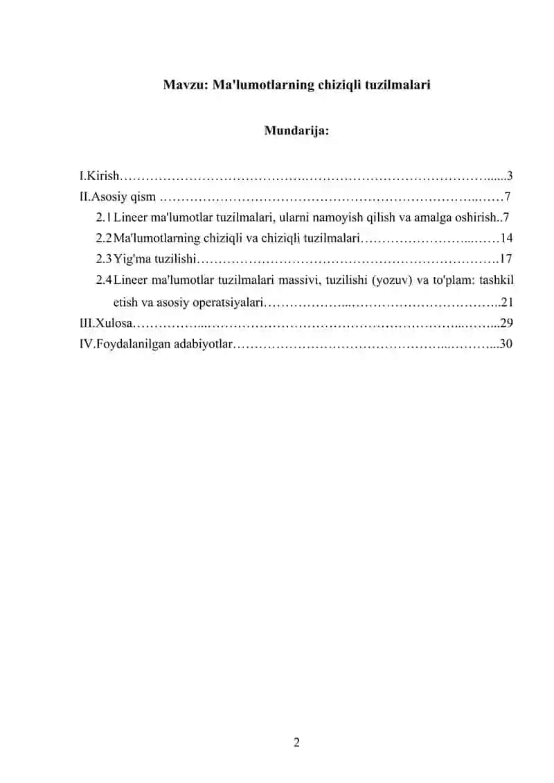 Ma'lumotlarning chiziqli tuzilmalari 2
