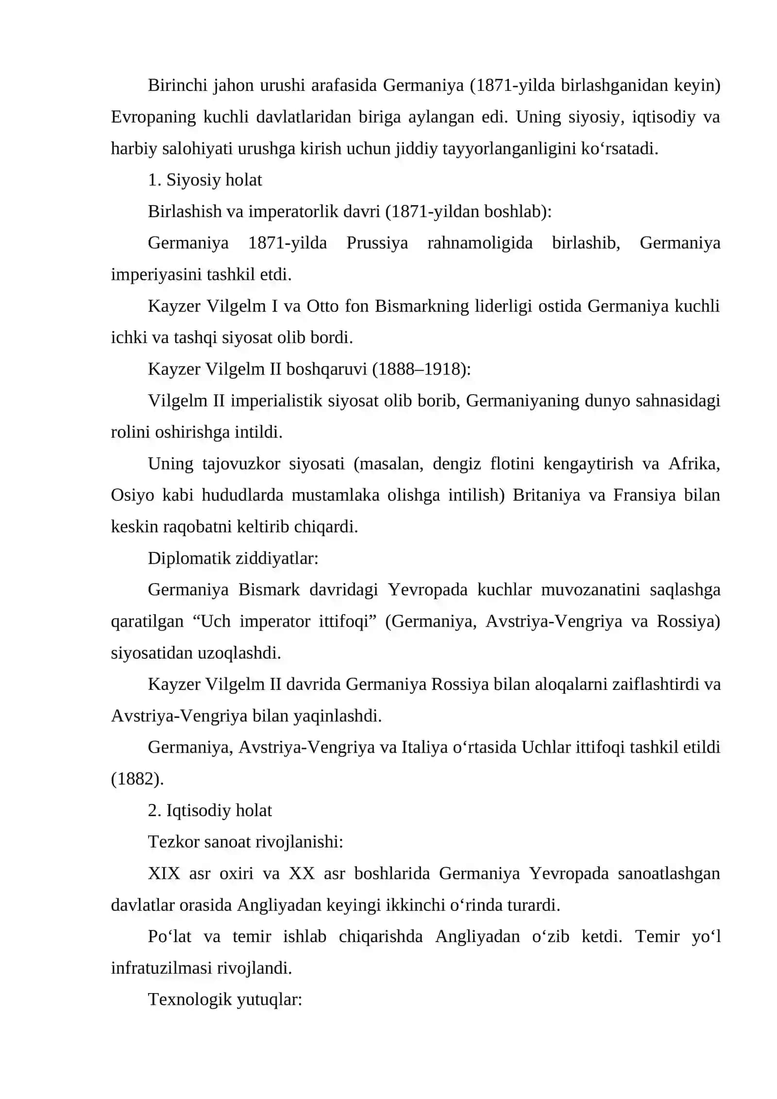 BIRINCHI JAHON URUSHI YILLARIDA GERMANIYA 2