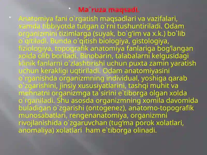 Anatomiya faniga kirish 2