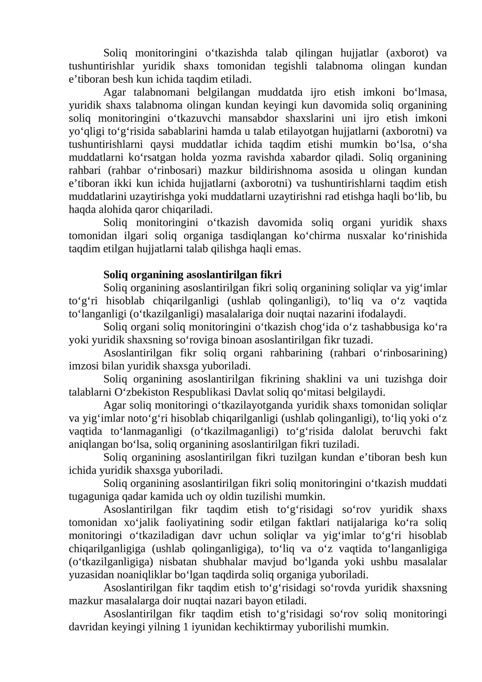 SOLIQ MONITORINGINI O‘TKAZISH TARTIBI 2