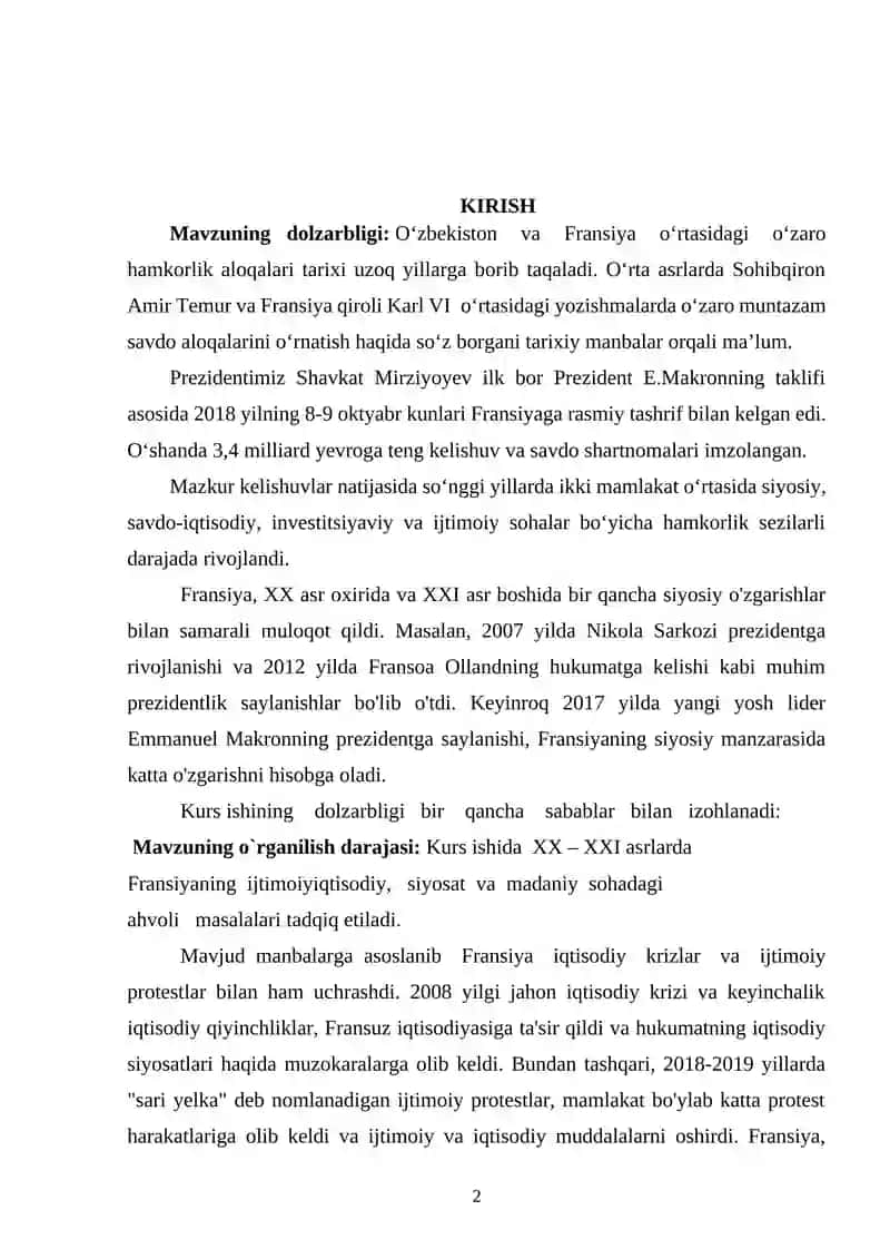 FRANSIYA IKKINCHI JAHON URUSHIDAN KEYINGI YILLARDA KURS ISHI 2