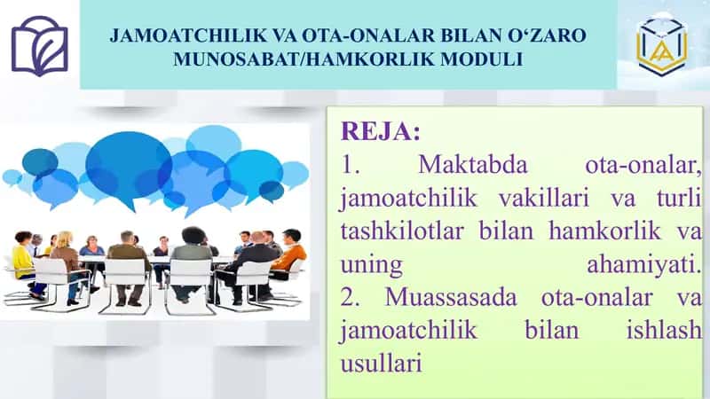 **Jamoatchilik va Ota-onalar bilan Ishlash** 2