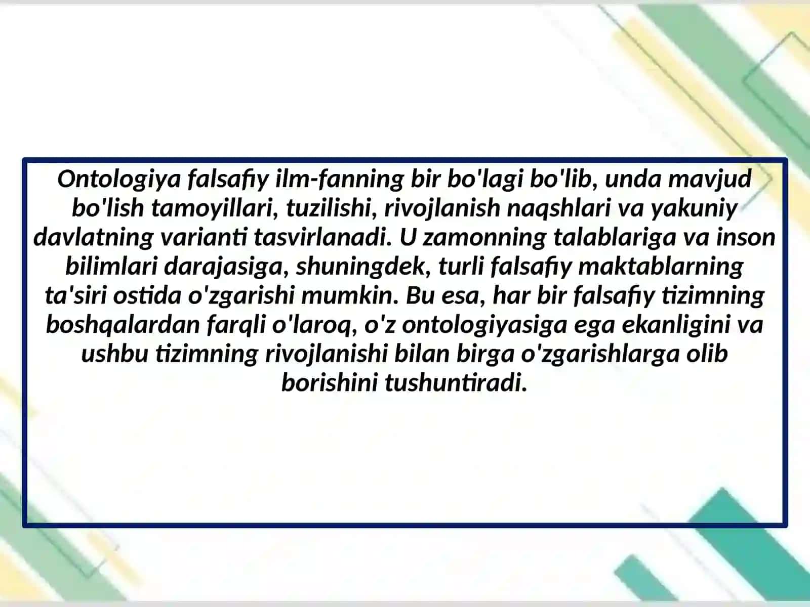 Ontologiya va uning rivojlanishi 2