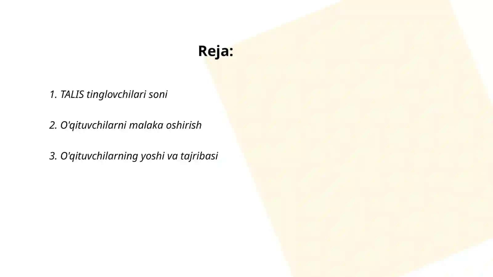 Xalqaro baholash dasturlari (TALIS) 2