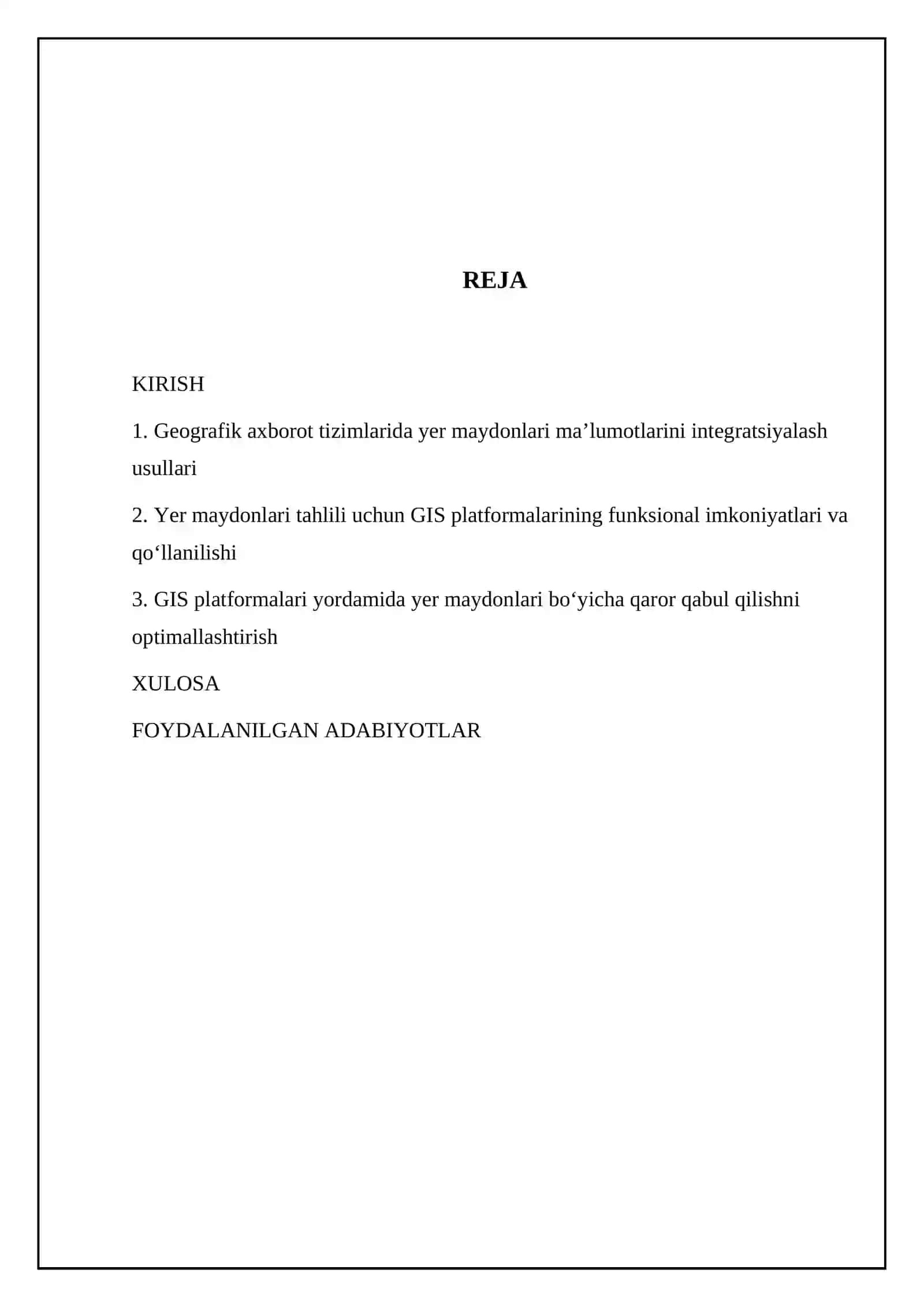 GIS platformalarda yer maydonlari boʻyicha tahlil 2