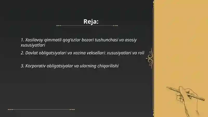 Xosilavoy qimmatli qogʻozlar bozori 2