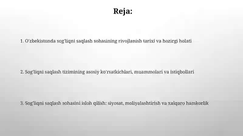 O'zbekistonda sogliqni saqlash sohasini rivojlanishi 2