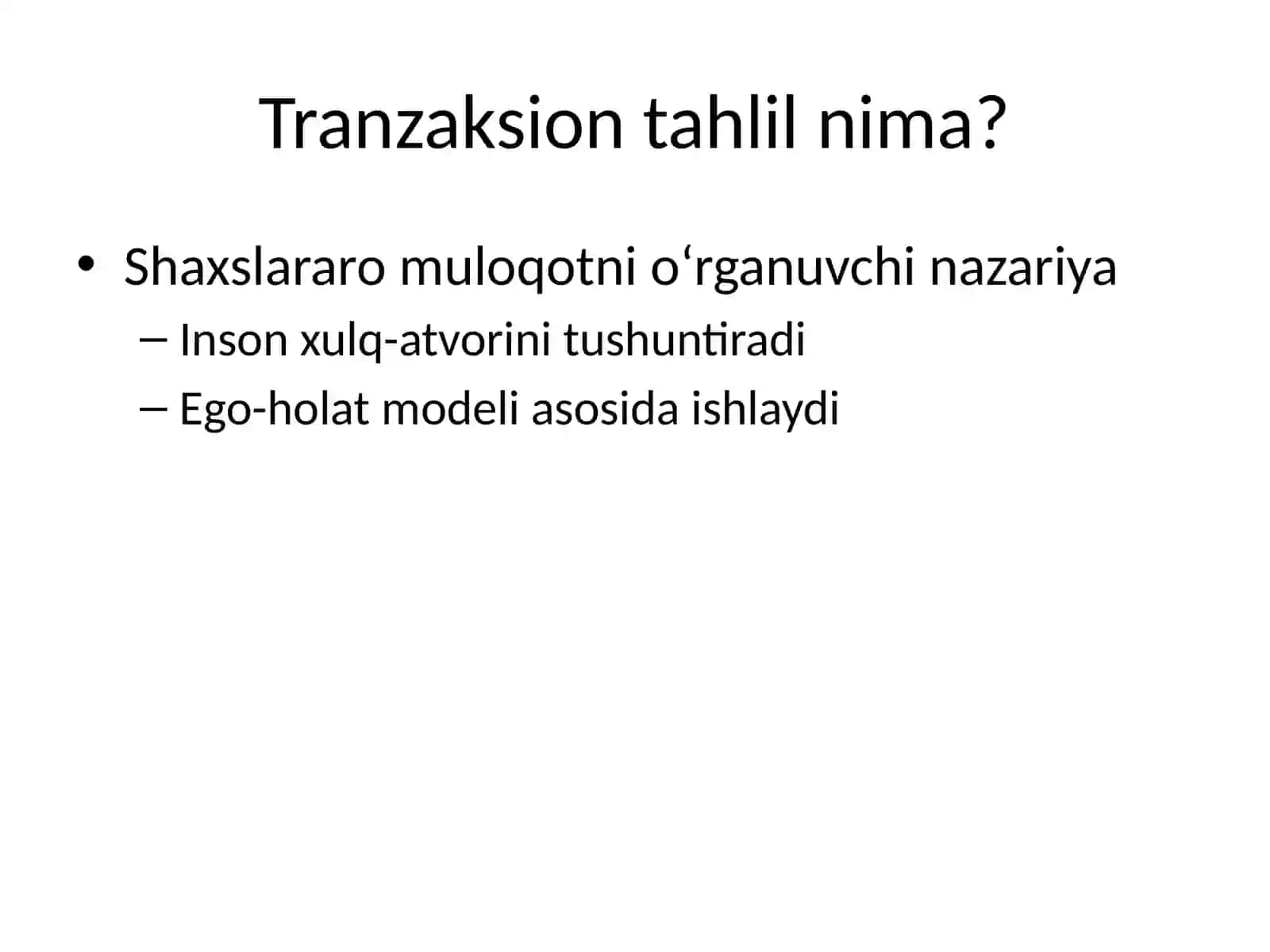 Tranzaksion tahlil 2