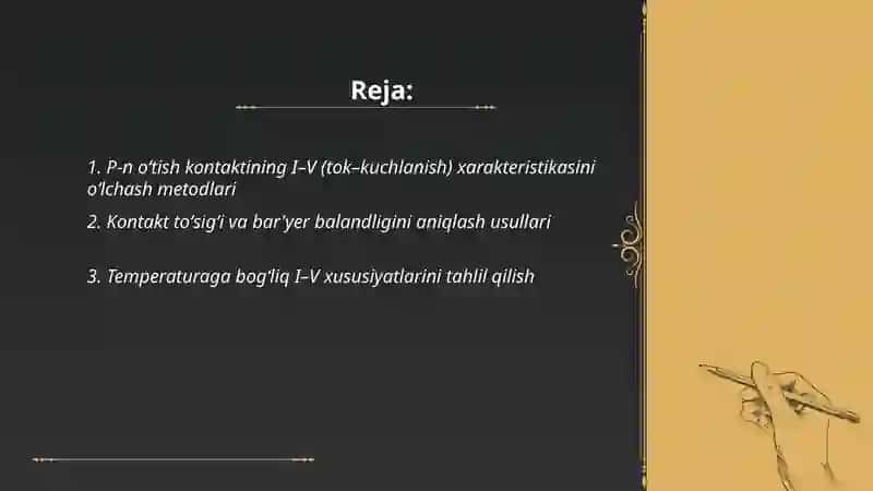 P-n oʻtish kontakt xarektiristikasini aniqlash 2