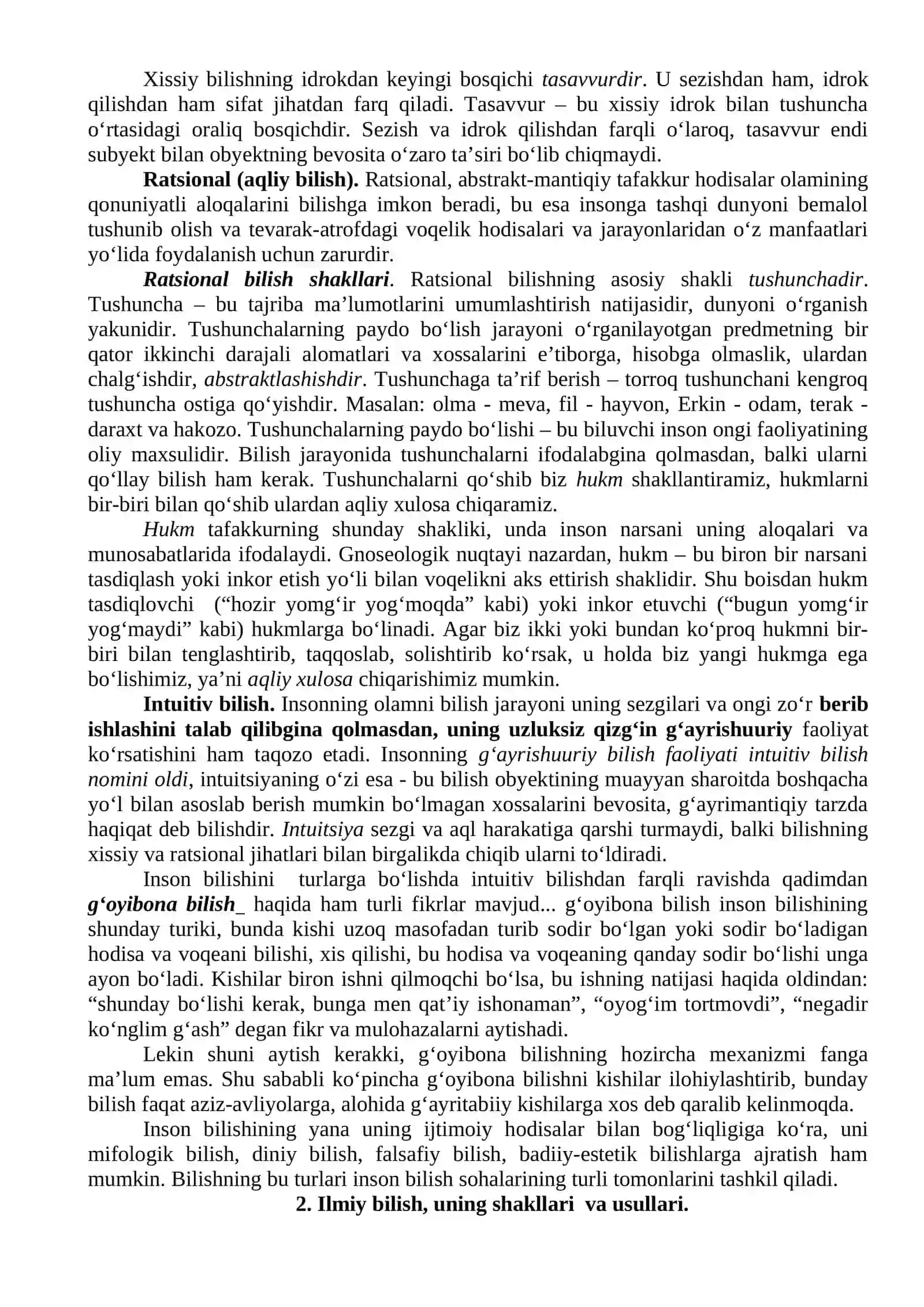 BILISH NAZARIYASI 2