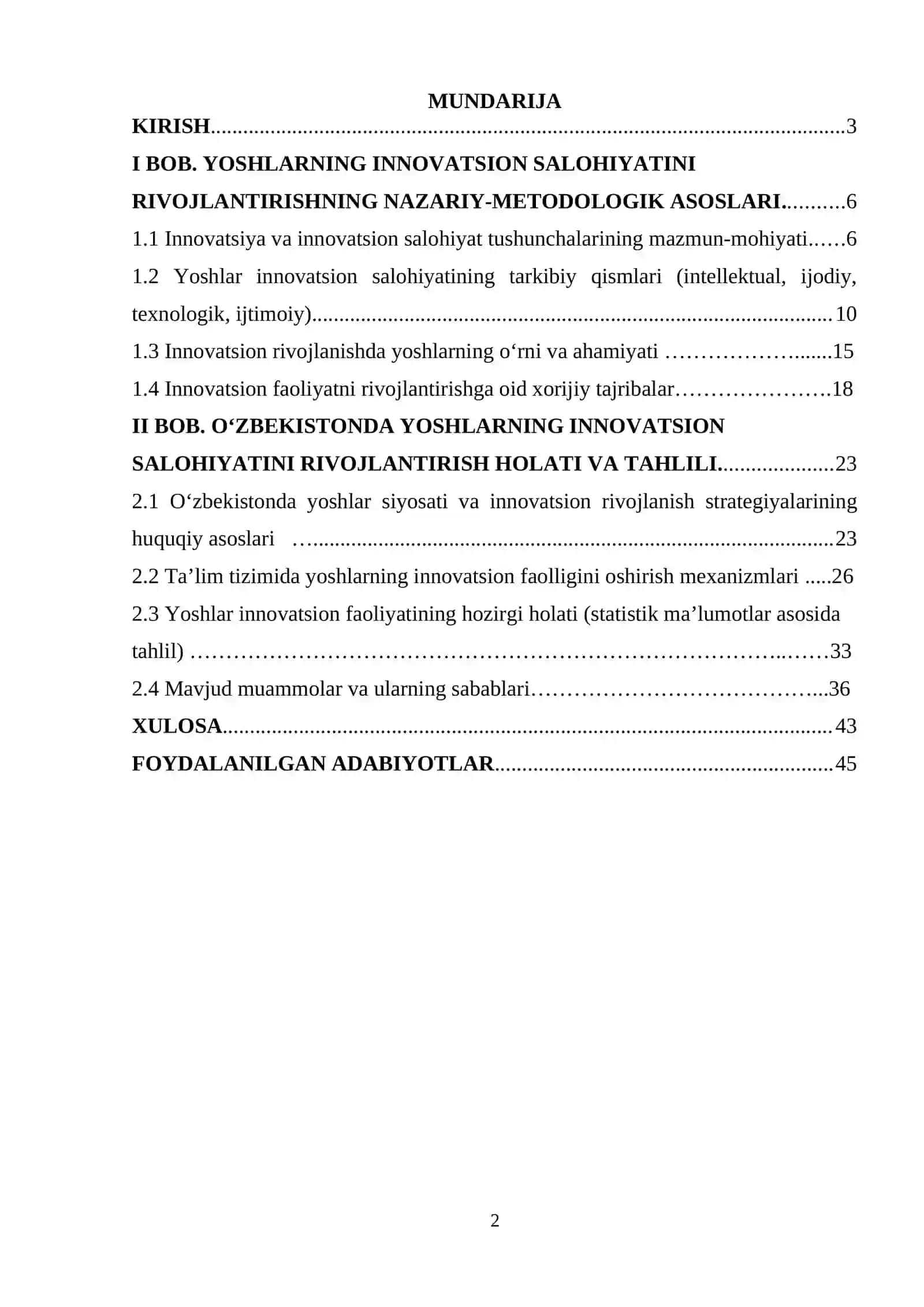 Kurs ishi mazmuni 2