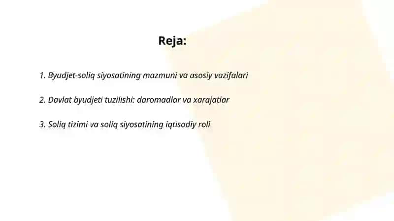 Iqtisodiyotda byudjet-soliq siyosati 2