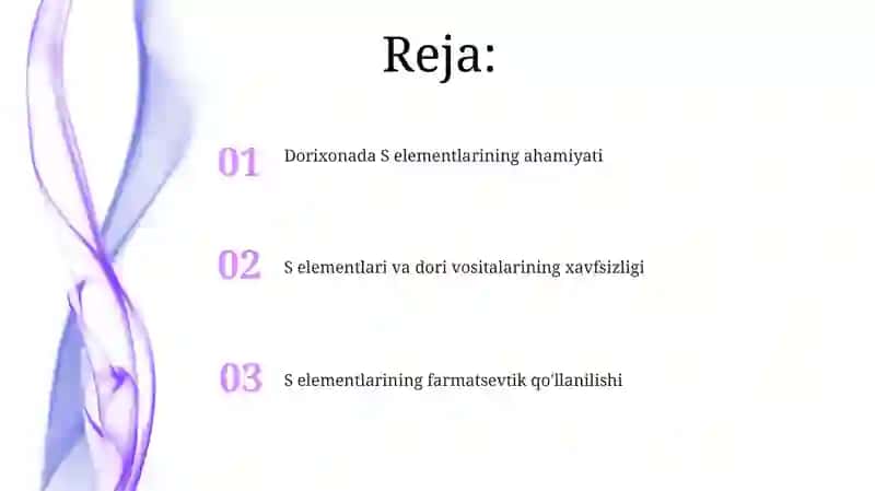S elementlar farmatsiyadagi ahamiyat 2