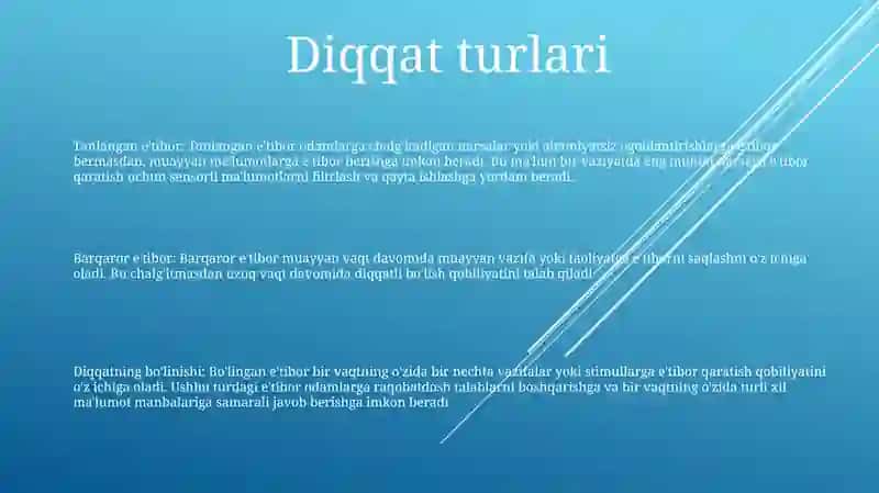 Diqqat Turlari Va Uning Xususiyatlari 2
