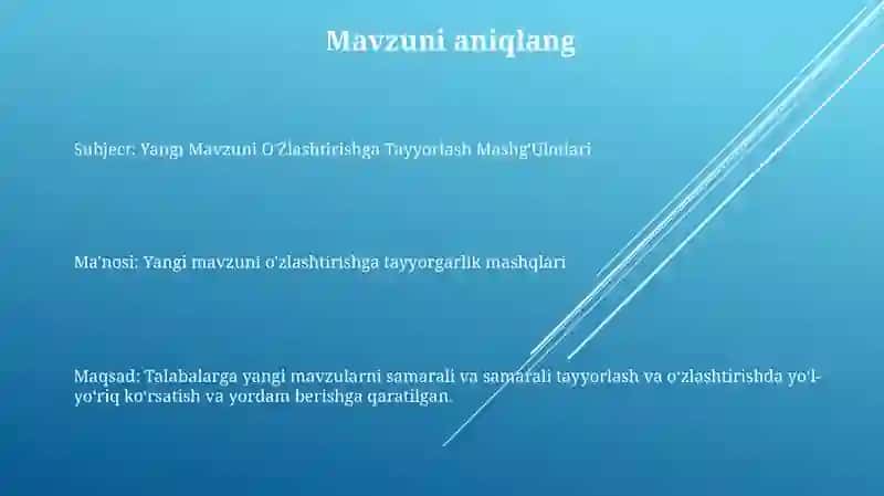 Yangi Mavzuni O'Zlashtirishga Tayyorlash Mashg'Ulotlari 2